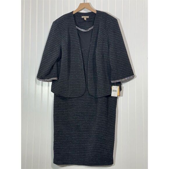 Maya Brooke 22W Black 2-Piece Skirt Suit Jewel Trim Blazer Career Formal NWT - Picture 1 of 15